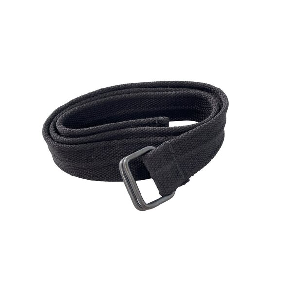 Canvas Web Belt Adjustable Fit Black Woven DRing Buckle Durable Workwear Utility - Picture 1 of 6